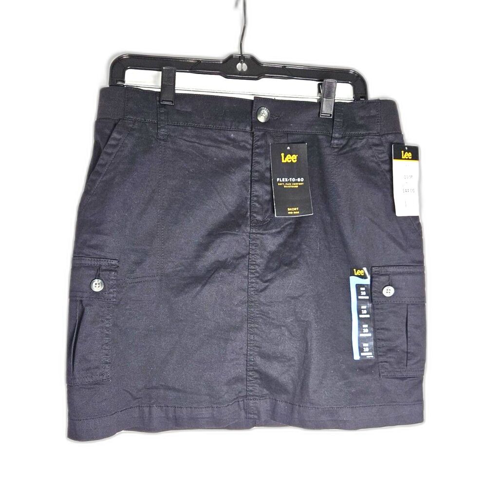 NWT Lee Flex-To-Go Cargo Skort Size 10 Medium Black